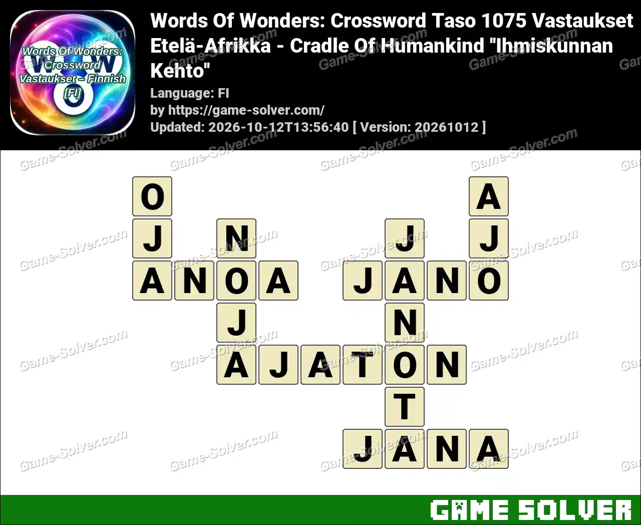 Words Of Wonders: Crossword Taso 1075 Vastaukset – Etelä-Afrikka – Cradle Of Humankind ”Ihmiskunnan Kehto”